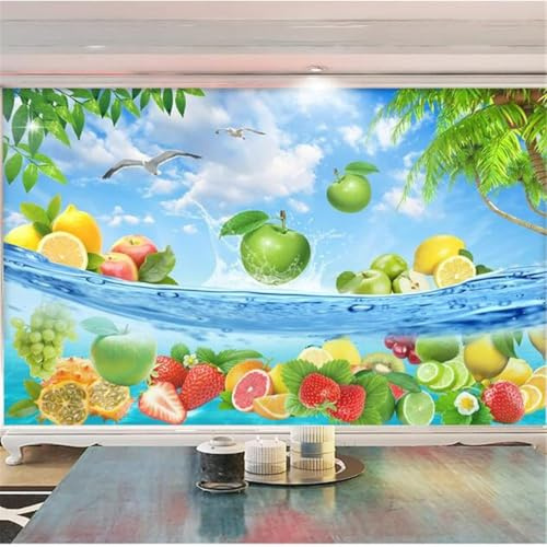 Tzxztt Minimalistisch Obst Frisch Pflanzen Fliegende Vögel Moderne 3D Tapete Hochwertige Strukturierte Seide Neutrale Material Ideal Für Wohnzimmer Schlafzimmer-350cm×256cm