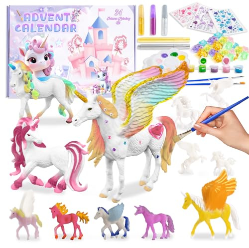 Adventskalender 2025 Kinder, Einhorn Adventskalender Mädchen, Malset für Kinder Einhorn, Kreativ Set für Kin-der, Beste Weihnachtsgeschenke für Mädchen