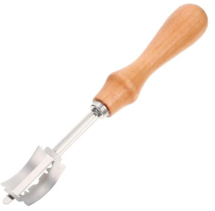 jojofuny Cortador de Pan Mango de Madera de Haya Cuchillo de Acero Inoxidable para Rebanar Baguettes y Moldear el Pan Herramienta para Hornear y Cortar Masa Profesional Accesorio de