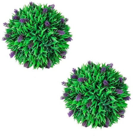 Generico Set Palle di Bosso Artificiale 2 pz con Lavanda 30 cm,Casa e Giardino,Arredo,Flora artificiale-41624