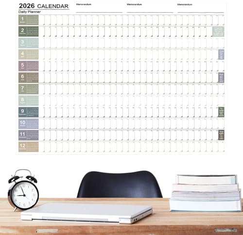 Calendario Anual 2026 Pared XXL 74 X 52,5cm 2026 Planificador Grande Con Consejos, Etiquetas Y Bloques De Pegado, Organización Imparable Para Familia, Estudios Y Trabajo