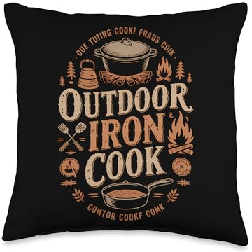 Briquette Supper cast Iron Camp Cooking Throw Pillow