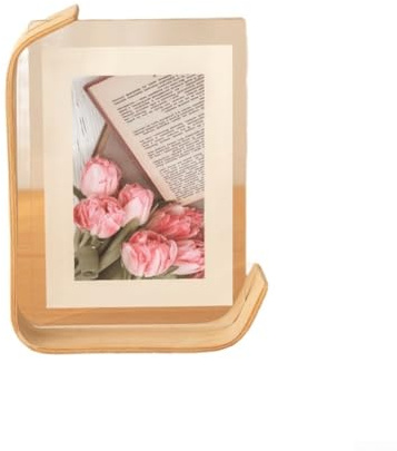 Cornice per foto in acrilico trasparente, design double-face, per immagini da 10 x 15 cm o 14 x 21 cm, con base in legno o noce, materiale trasparente per esposizione da tavolo (10 x 15 cm, colore