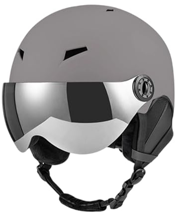 Ski Helmet with Visor & Goggles for Women - Adjustable Fit, Impact-Resistant Shell, Insulating Foam Padding- Gray M