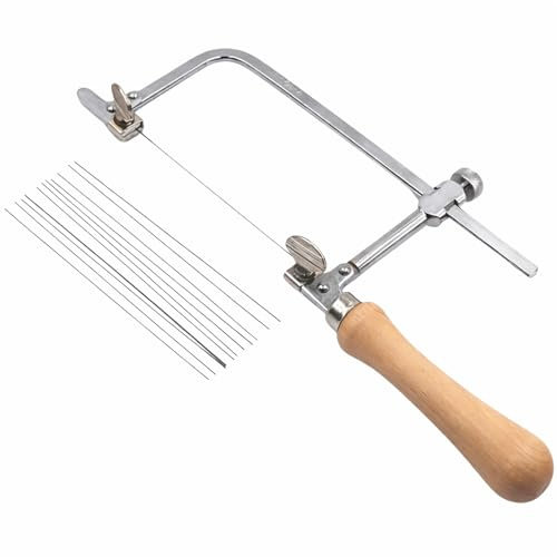 Laubsäge Juweliersäge Drahtsäge, Dekupiersäge Mini Säge Metallsäge Klein, Laubsäge Set Sägedraht Laubsägen für Holzarbeiten Metallbearbeitung, 13-teiliges Set mit Holzbügel und 12 Sägen