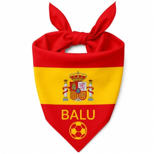 Personalisiertes Hundebandana mit Namen – Individuelles Hundehalstuch mit Wunschtext & Symbol – Waschbar – hergestellt & personalisiert in der EU (S, Spanien)