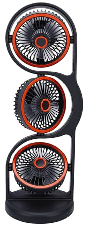 Naroote Ventilador de Escritorio USB Recargable — Ventilador de Mesa de ABS con Diseño de 3 Cabezales, 5 Velocidades, Luz, Flujo de Aire de 360° y Batería de 3600 MAh — Ideal para (GREY)