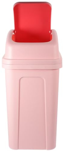 YARNOW Cubo de basura con tapa abatible rosa de plástico PP, diseño simple y capacidad amplia para cocina y sala de estar, estable y confiable