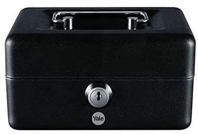 Yale Geldkassette YCB/090/BB2, Medium, 3 L, Schwarz – Robustes Metall, Schlüsselschloss mit 2 Schlüsseln, Traggriff, Abnehmbares Münzfach, Ideal für Zuhause, Büro & Kleinunternehmen