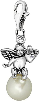 Quiges Dam Berlock Charm Ängel på Pärla Silver Kvinnors Smycken för Charmarmband
