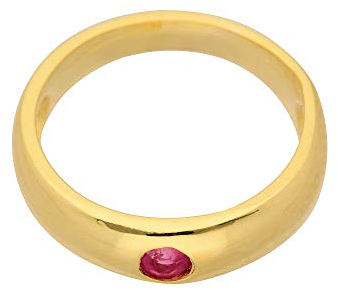 Gold Anhänger Taufring 14 k 585 Gelbgold mit Rubin Ø 1.12 cm