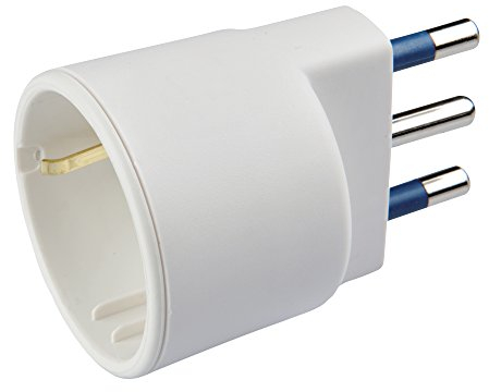 Poly Pool | PP0432S Adattatore Presa Schuko Spina Grande 250V- Adattatore Spina Tedesca-Italiana 10A/16A con Terra Laterale - Adattatore con Spina 16A 2P+T - Adattatore 100% Made in Italy Bianco