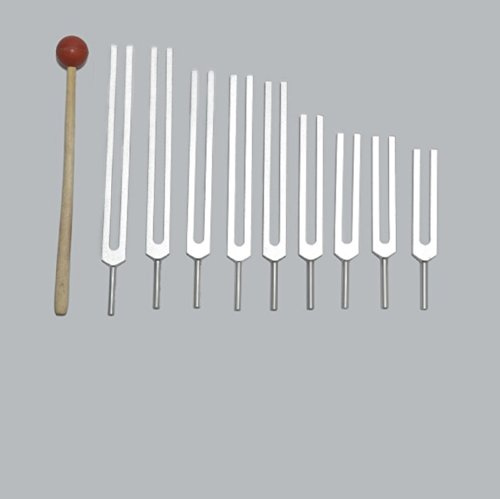 Tuningforkshop Solfeggio Stimmgabel-Set zur Heilung mit Tasche und Schlägel, 9 Stück