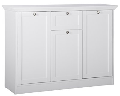 Landhaus Kommode mit 3 Türen, 1 Schubkasten (B/H/T: 120 x 90 x 40 cm) weiß, Möbelgriffe antik