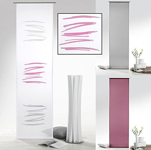 fashion and joy Flächenvorhang mit Farbverlauf in Beere grau Abstrakt inkl. Zubehör HxB 245x60 cm - Schiebegardine halbtransparent Modern Chic Gardine Typ415