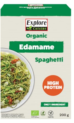 Explore Cuisine Bio Spaghetti aus Edamame, 200g | Proteinreich, ballaststoffreich, glutenfrei, low-carb, Vegan, nur 1 Zutat hergestellt, einfach zuzubereiten
