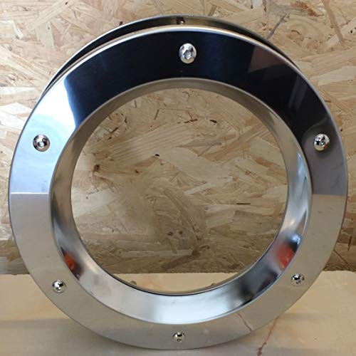 Bullauge für Tür Edelstahl glänzend 350mm Glas klar Flanschmuttern | Innentüren, maritime Atmosphäre, Flanschmuttern, verchromte Muttern, Türstärke 40 mm, portholes.bullaugen