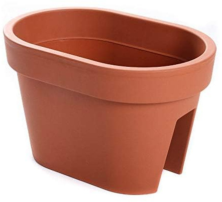 rg-vertrieb Blumentopf Balkonkasten Blumenkasten Geländerkasten Geländertopf Pflanztopf Railing Balkontopf 4 Farben (400 Terrakotta)