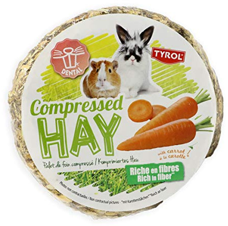 Tyrol - Palet Foin Compressé Carotte - Nourriture Lapin et Rongeurs - Foin lapin Riche en Fibres - Nourriture Complémentaire - Format Compressé et Pratique - Aliment Equilibré - 240G