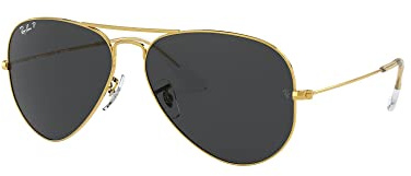 Ray-Ban Unisex RB3025 Classic Polarized Aviator Sunglasses, Legend Gold/Polarized Black, 58 mm