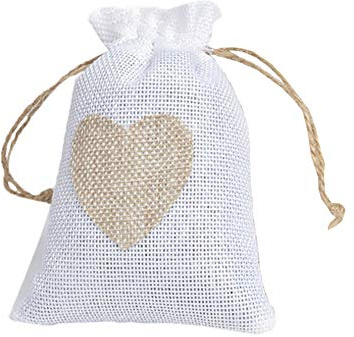 JIHUOO 20 Pièces Sacs en Toile de Jute Sacs Cadeaux Sac à Cordon Pochettes Sachets Pochon pour Bijoux Mariage fête Anniversaire Blanc