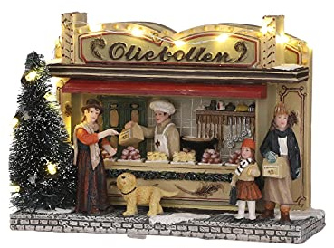 Luville - Weihnachtshaus, Traditionell, Braun, Weiß, Rot, Grün, Mühle, 6x16.5x11.5 cm, 495 g, Batteriebetrieben, Zuhause, Tischplatte, Weihnachten