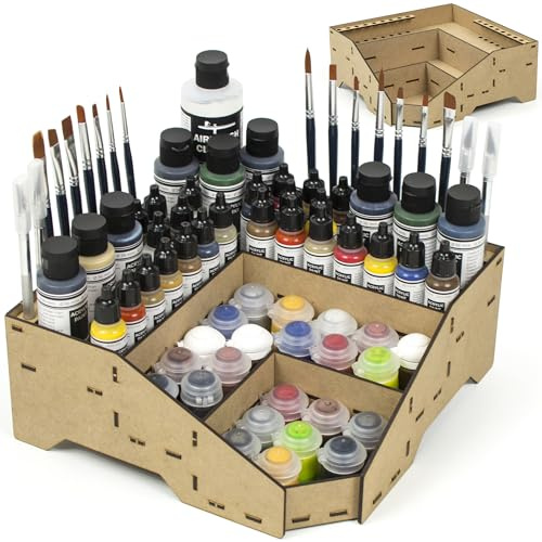 PROSCALE Organizer ed Espositore per Colori Acrilici Modellismo - Porta Bottiglie Warhammer, Citadel, Miniature - Postazione Pittura (Modello D)