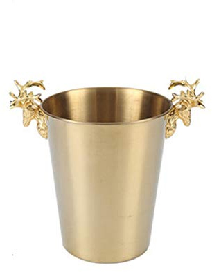 Z-LIANG Champagne Barrel Rack Stainless Steel Ice Bucket Bar KTV Wine Chiller Bottle Cooler Beer Chiller Ice Barrel Silver Gold (Color : Gold 3L)