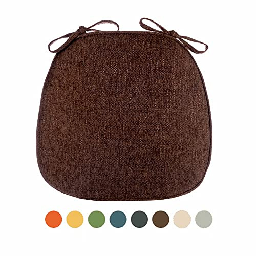 CFMZ Chair Pads for Dining Chairs Set of 4 with Ties, Seat Cushions for Kitchen Chairs Farmhouse, Dining Room Chair Cushions Non Slip, Thick Washable Chair Cushion Pads Brown