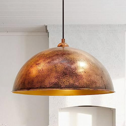 bamyum Hängelampe Esstisch Vintage Metall Ø40 cm, Hängelampe Wohnzimmer E27, Hängeleuchte Copper, Pendelleuchte Esstisch, Deckenlampe Wohnzimmer große Hängeleuchte Küche Esstischlampe