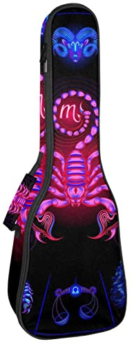 Ukulele väska neon horoskop cirkel ukulele fodral för sopran tenor konsert 23 tum 10 mm tjock mjuk vadderad justerbara remmar spelväska