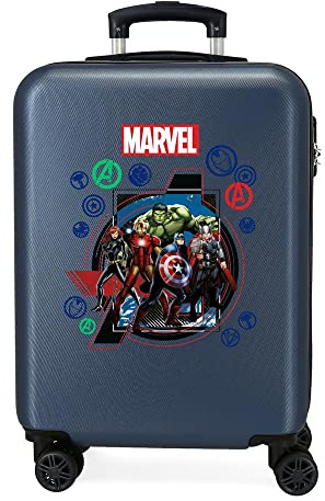 Marvel Los Vengadores On the Warpath Maleta de cabina Azul 38x55x20 cms Rígida ABS Cierre de combinación lateral 35L 2 kgs 4 Ruedas dobles Equipaje de Mano