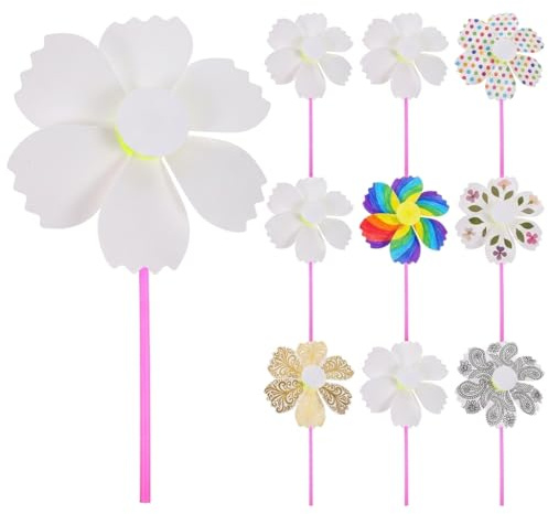 Milisten 10 Stück DIY Windmühlen zum Bemalen (37 x 21,5 cm) - Blanko Papier-Windräder für Kinder - Kreatives Bastelset & Graffiti Spielzeug - Ideal als Mitgebsel für Kindergeburtstag & Einschulung -