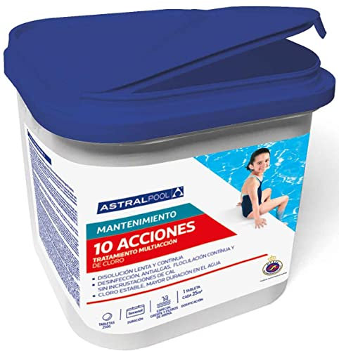 Cloro10 Acciones ASTRALPOOL de Disolución Lenta y Continua 5kg - Tratamiento Multiacción - Especial Gresites y Filtros de Arena-