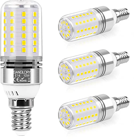 SanGlory LED Neutralweiss 10W Glühbirne E14, ersetzt 90W Halogenlampen, 1050LM Energiesparlampe, 4000K LED, Nicht Dimmbar, 4 Stück