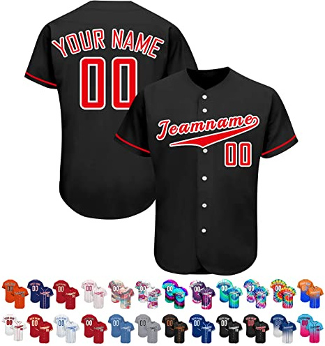 FwSYouMAI Maglia da Baseball Personalizzata da Uomo, Personalizzata, Stampata, Nome della Squadra, Numero, Magliette Personalizzate, Uniforme Sportiva
