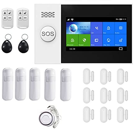 Sistema de Alarma de Seguridad DIY PG-107 4G gsm WiFi Sistema de Alarma Tuya Smart Life App Inalámbrico 433MHz Kit de Alarma de Seguridad (Color : Set-F, Size : Universal)