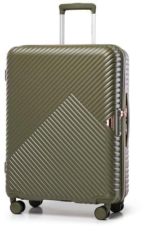 WITTCHEN GL Style Line | Reisekoffer Rollkoffer Trolley Mittlerer Koffer Handgepäck Hartschale aus Polycarbonat mit 4 Zwilling-Rollen Zahlenschloss Teleskopgriff GL Style Größe M Olivgrün