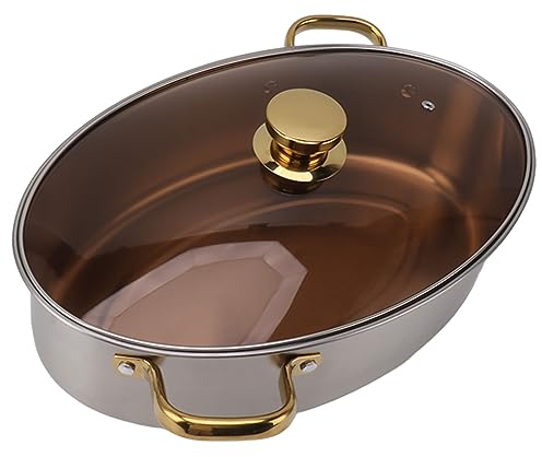 Stainless Steel Fish Multi-Use Oval Fish Steam Pot with Rack, Ceramic Pan Lid, 304 Stainless Steel Multi Use Cookware for Steaming Fish, Boiling Soup