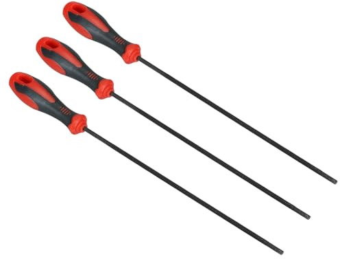 PATIKIL Chainsaw Chain Sharpening File, 3 Pack 5/32-Inch (4.0 mm) Round Chain Saw Sharpener Tool with Plastic Handle for Chainsaw, Red Black