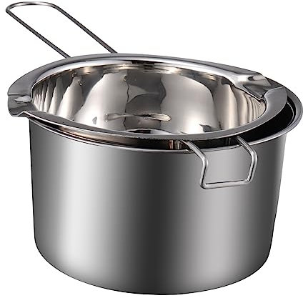 GOOHOCHY Double Boiler Wax Melting Pot 400ml 201 Stainless Steel Water Bath Suitable for Candle Chocolate and Candy Melting 14cm Outer Pot