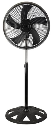 ABRILA - Ventilador De Pie AC AGUDO | Color Negro con cinco Aspas | 3 Velocidades Ajustables | 2 Posiciones | Redirección de aire | Base Redonda de Gran Estabilidad | Altura Regulable