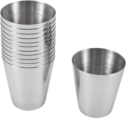 PIQIUQIU 12 Stück Edelstahbecher, 30 ml (1 Unze) Schnapsbecher Camping-Reisekaffee-Teetasse, für Whisky-Likör