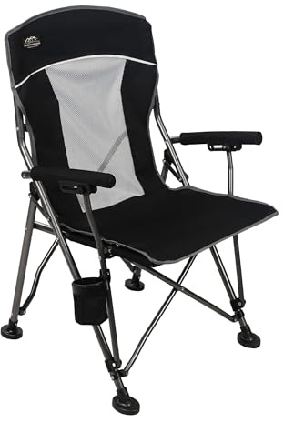 LANMOUNTAIN Camping Chair with Padded Hard Armrest,Cup Holder,Heavy Duty for Adults,Mesh Backrest,Portable Lawn Lightweight Outdoor Camp Chair,Support up to 400lbs