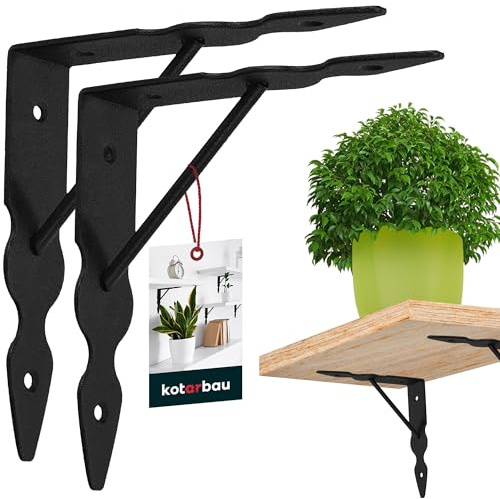 KOTARBAU® 2er Set Regalwinkel Schwarz Metall Stahl 150x150 mm Regalträger Metall Regalhalterung Schwarz Regal Winkel Regalhalterung Wand Regalhalter Winkel für Regal Wandhalterung Regal Winkel