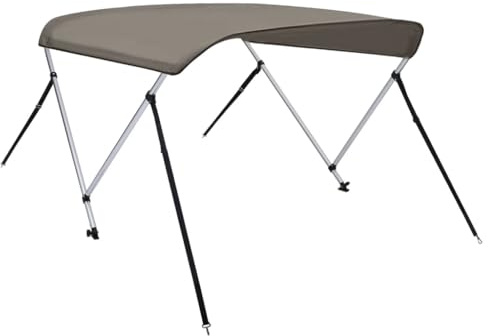 vidaXL Toldo Bimini de 3 Arcos, Capota Impermeable para Barco con Paredes Laterales, Cubierta para Barca, Protección contra Granizo Lluvia UV, Gris
