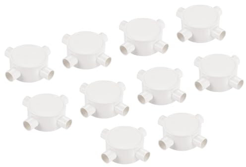 QUARKZMAN 10 Stück PVC Installationsdose Verteilerdose 4-Wege-Runde Kabeldose Verbindungsstücke Schaltkreis 16 mm Wasserdicht für Kabelmanagement Elektronische Projekte, Weiß