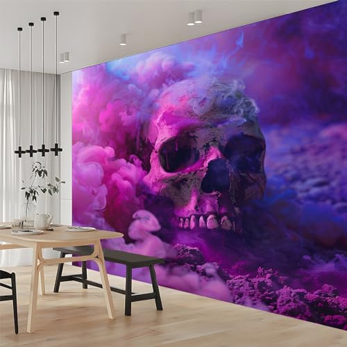 Fototapete Lila Totenkopf 250x175 cm Tapete Wandtapete Wanddeko Design Mustertapete Wand Dekoration Wohnzimmer Schlafzimmer Büro Flur
