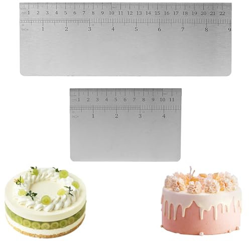 Metal Cake Scraper, 3 Pcs Stainless Steel Cake Scraper Cake Cutter Pastry Scraper Tool Double Sided Patterned Edge Pastry Comb Smoother Cake Decorating Tools for Mousse Butter Cream (2PCS)