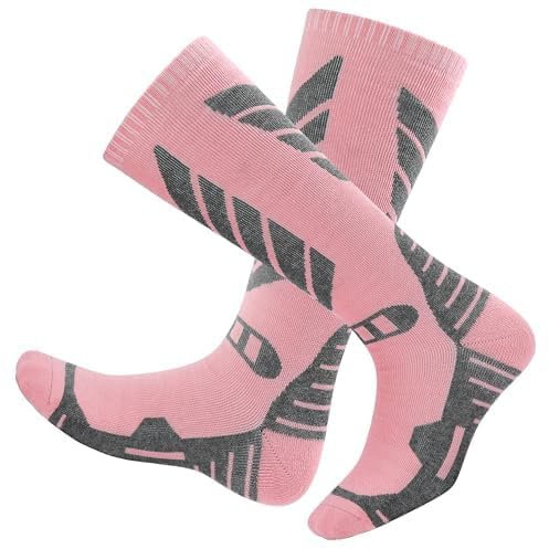 wanchel Merinowoll-Skisocken - 2 Paar knielange Skisocken, winterwarme Snowboard-Thermosocken, Kälteschutzsocken für Herren Damen